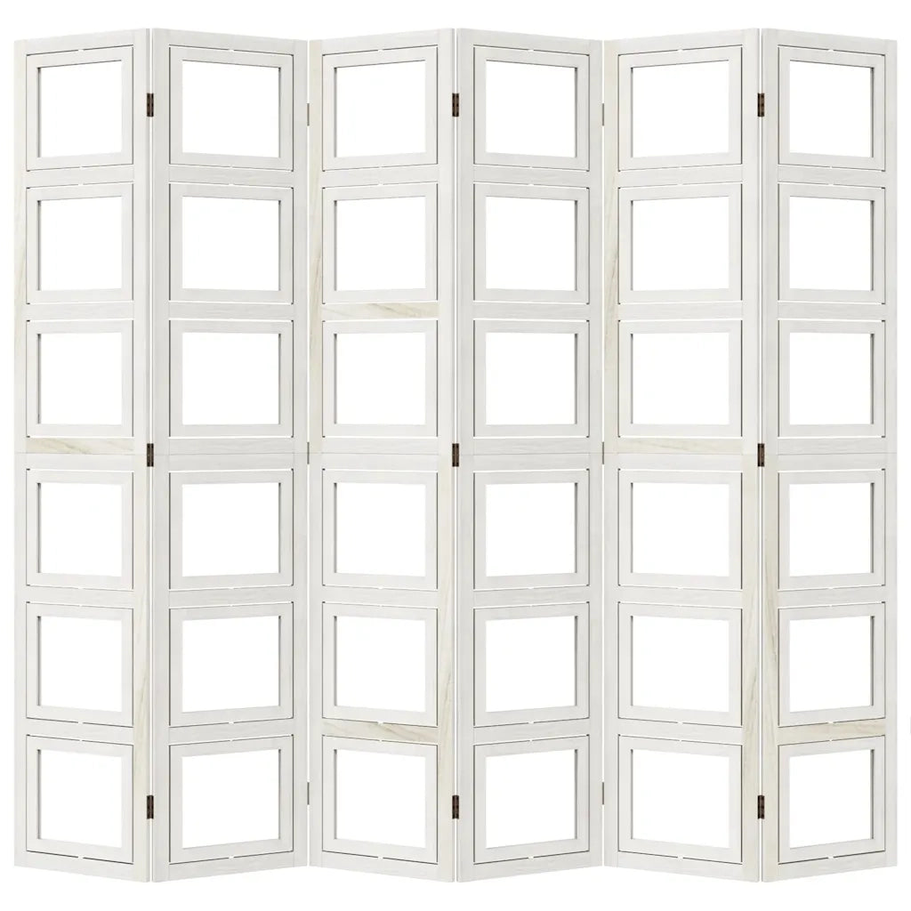 Divisorio Ambienti 6Pannelli Bianco Legno Massello di Paulownia 358699