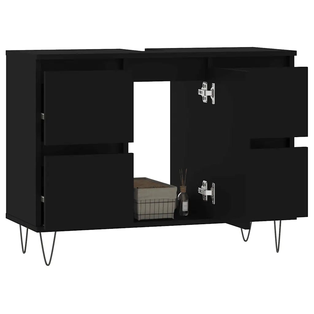 Mobile da Bagno | Armadio da bagno Nero 80x33x60 cm in Legno Multistrato