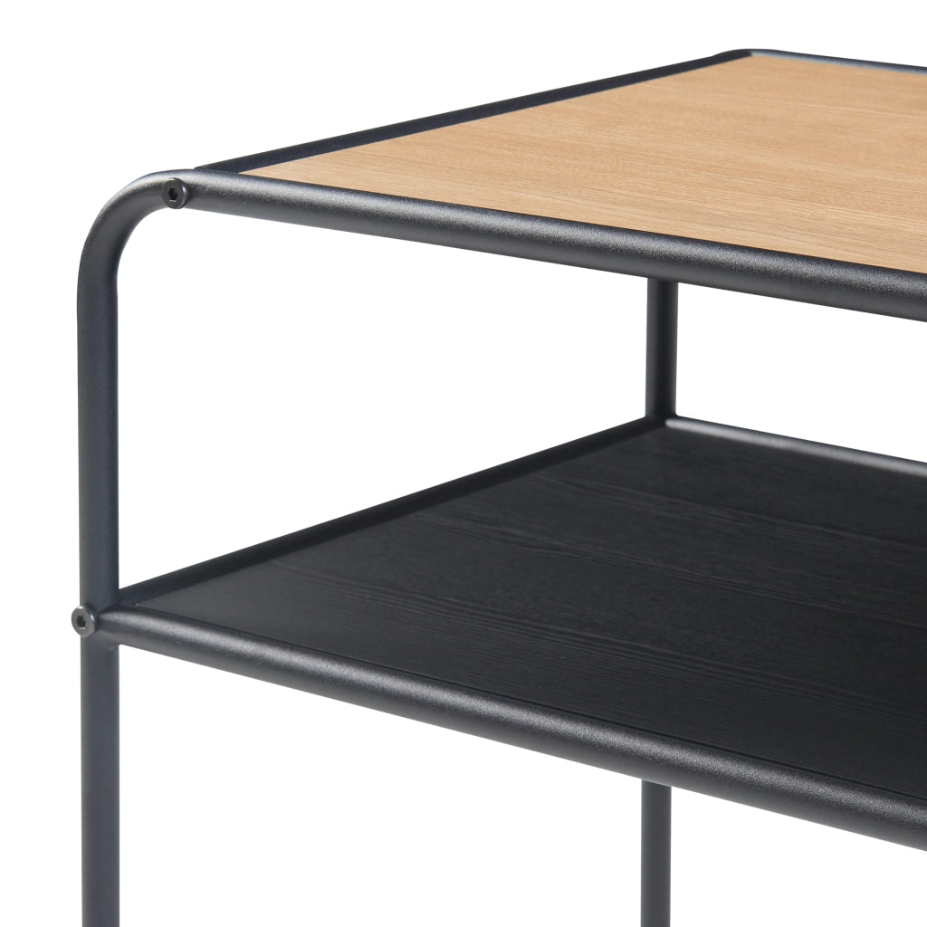 Tavolino Basso Krødsherad con 2 Piani Rettangolari - Effetto Rovere / Nero [en.casa]
