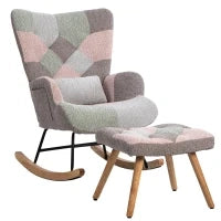 Sedia a dondolo con poggiapiedi e cuscino lombare, design ergonomico, Colorato