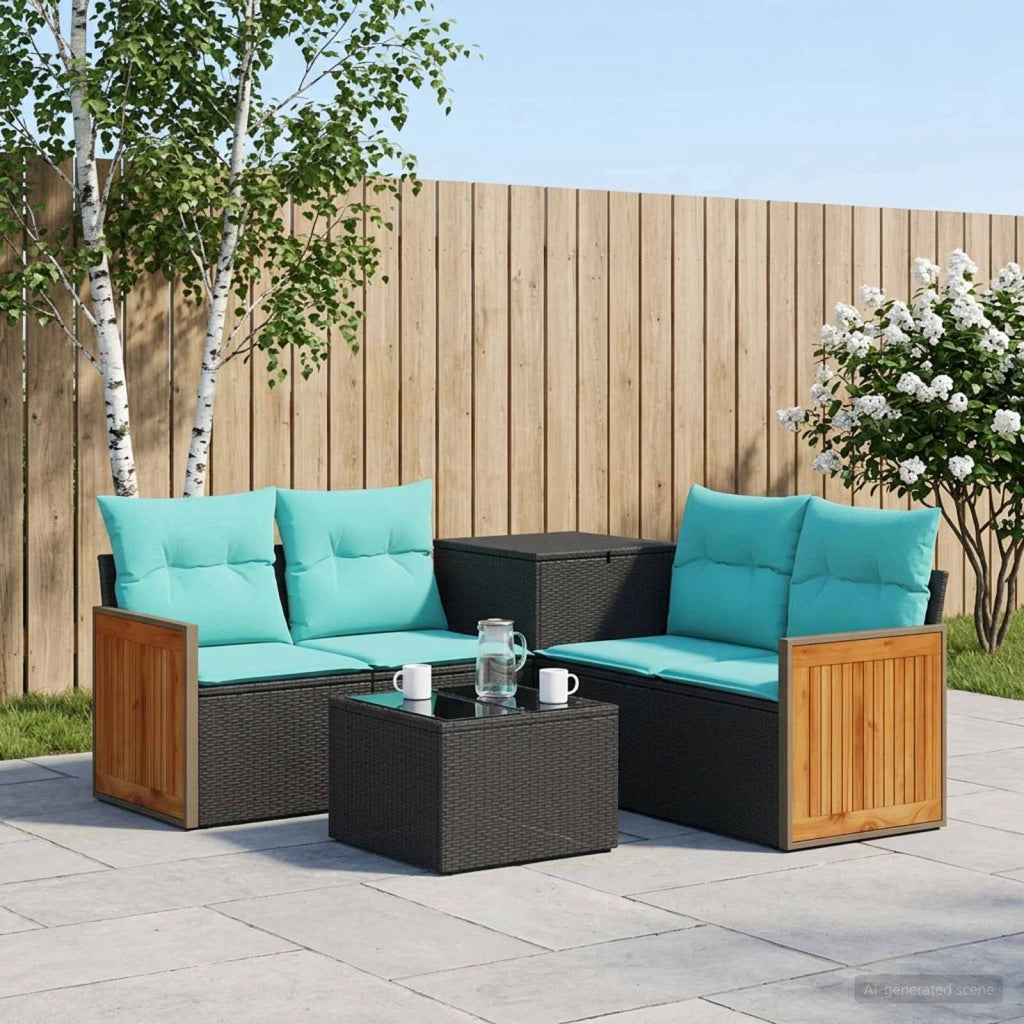 Set di divani 6 pz Nero e Blu 55 x 55 x 37 cm 3447705