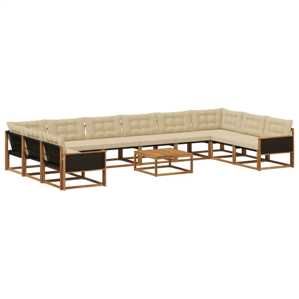 Set di divani da esterno con cuscino 11 pcs Naturale e Beige