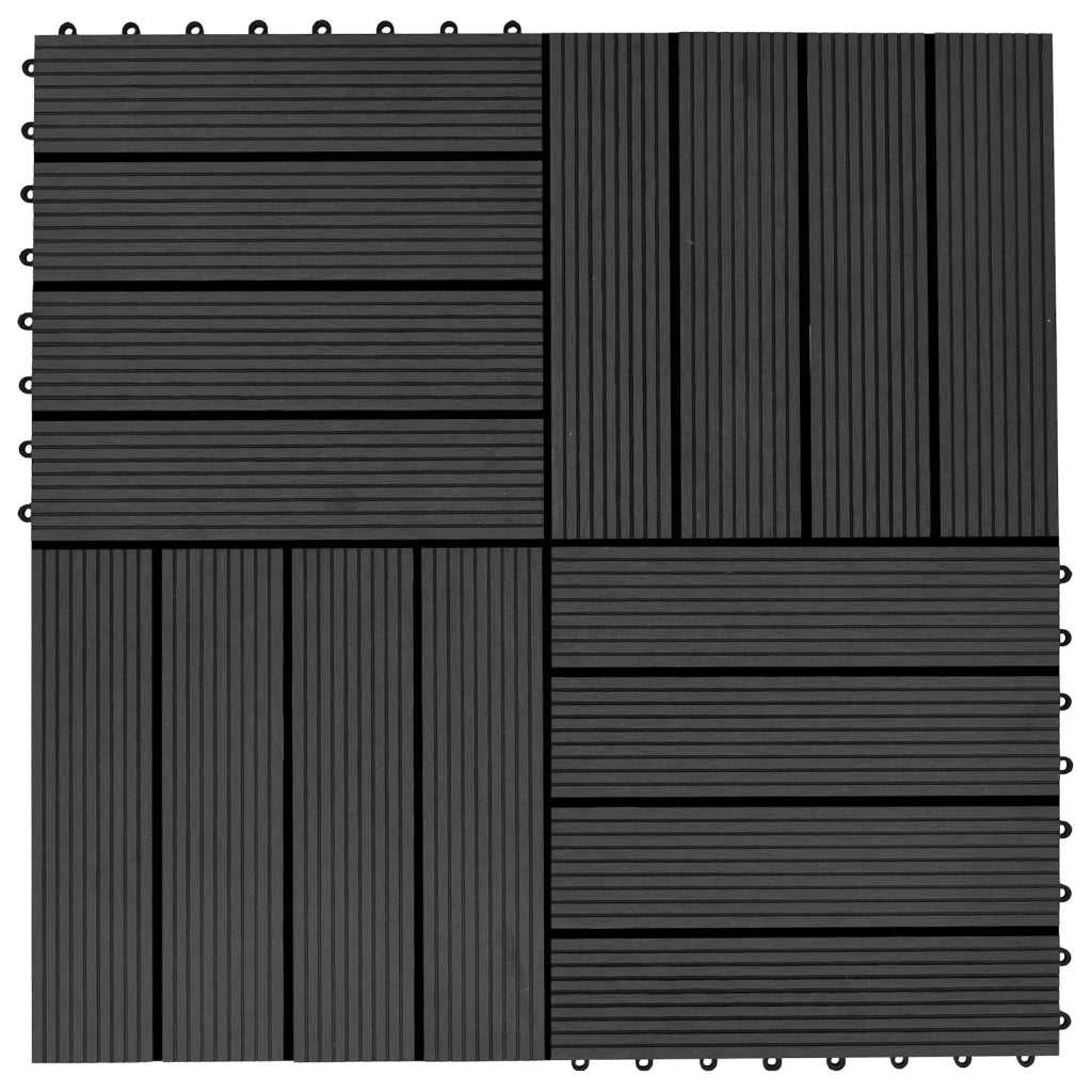 Piastrella per Decking 11 pz Nero 30 x 30 cm WPC CFW8012020