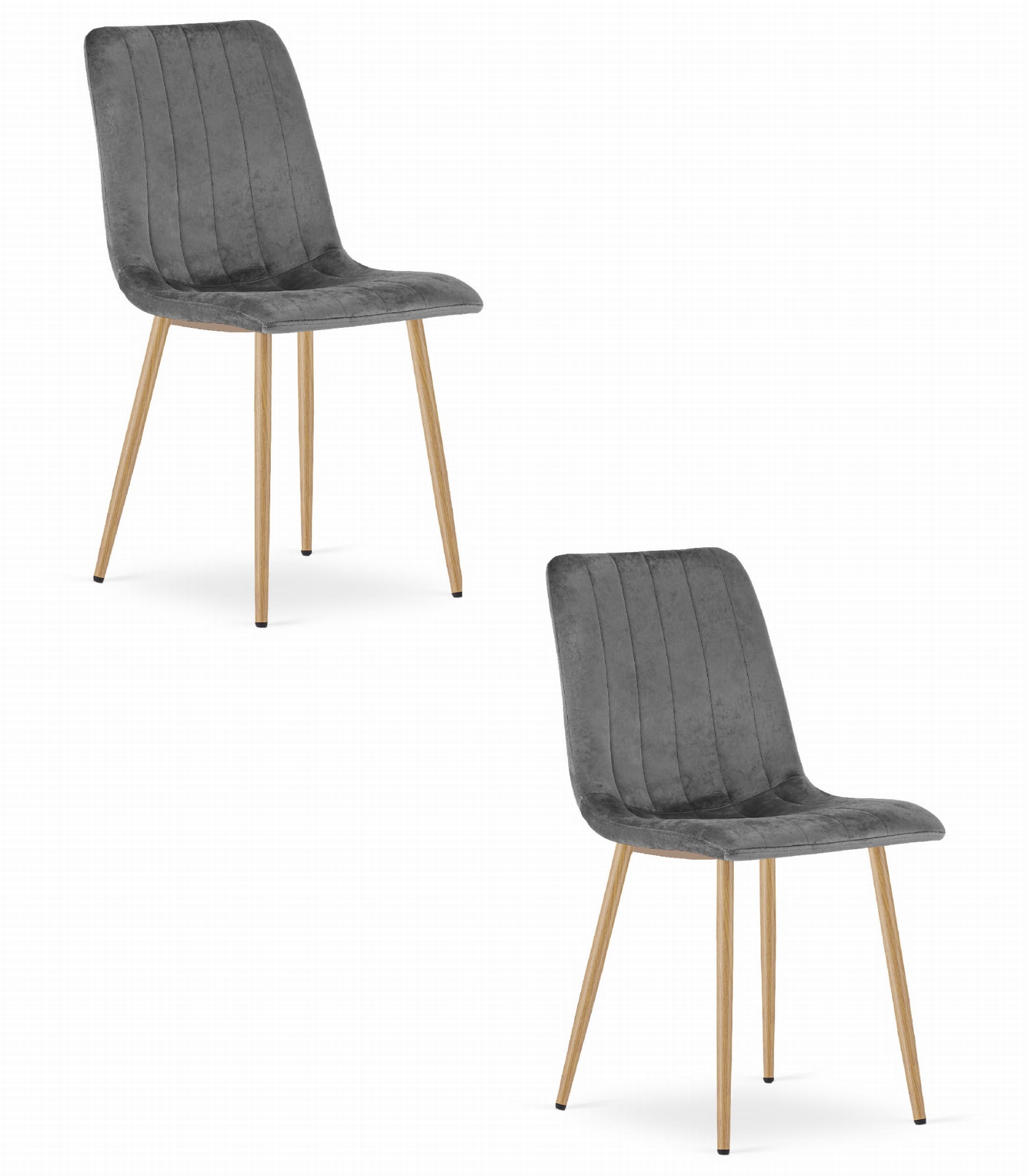Sedia VALORA JEWA - Moderna in velluto grigio scuro con gambe in legno x 2
