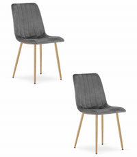Sedia VALORA JEWA - Moderna in velluto grigio scuro con gambe in legno x 2
