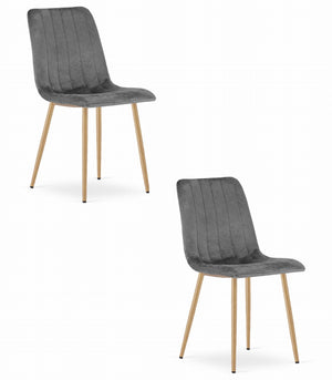 Sedia VALORA JEWA - Moderna in velluto grigio scuro con gambe in legno x 2