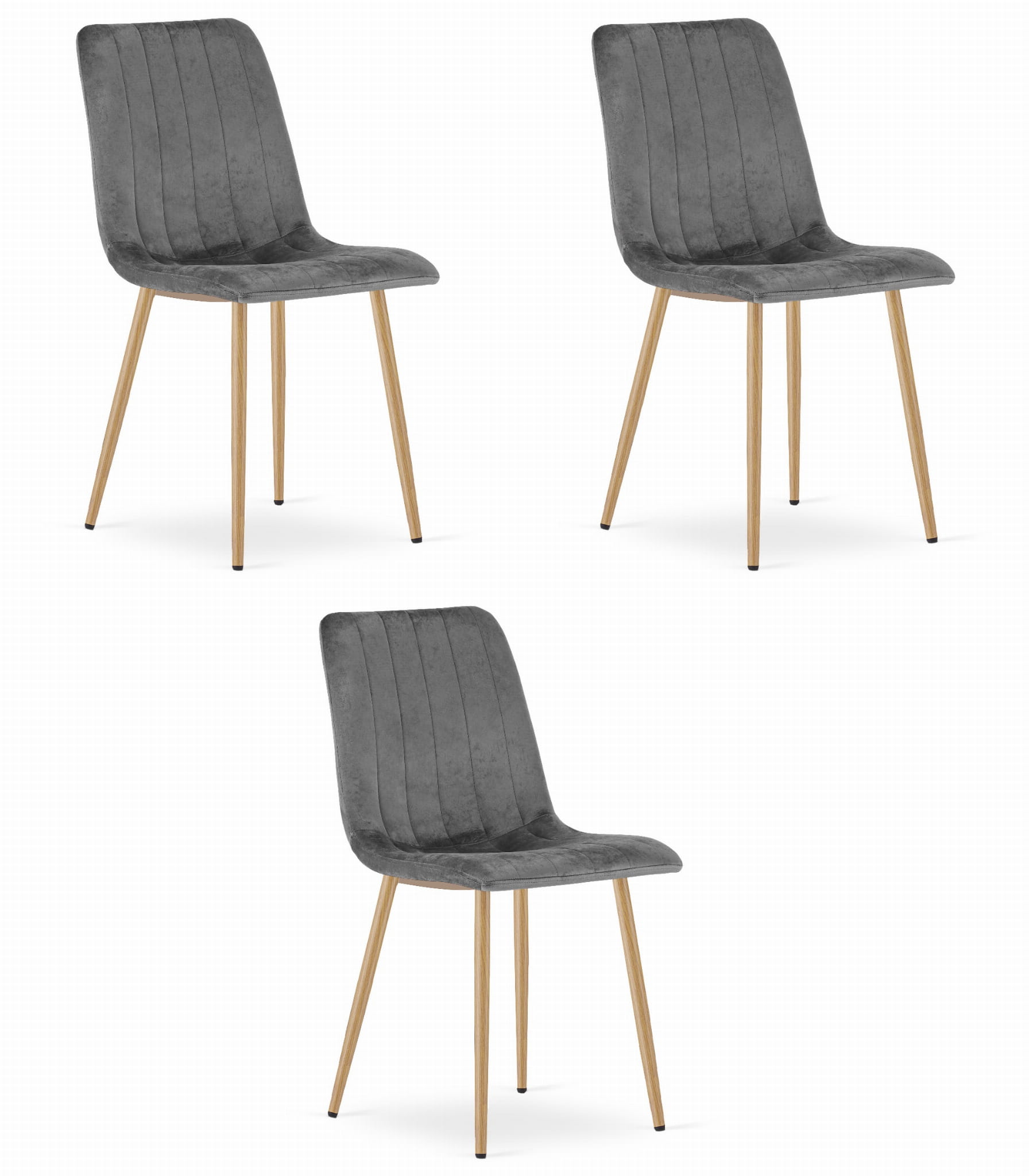 Sedia VALORA JEWA - Moderna in velluto grigio scuro con gambe in legno x 3