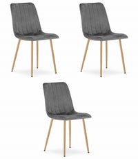 Sedia VALORA JEWA - Moderna in velluto grigio scuro con gambe in legno x 3