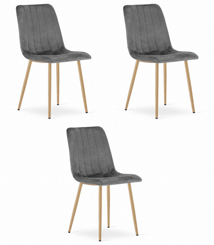 Sedia VALORA JEWA - Moderna in velluto grigio scuro con gambe in legno x 3