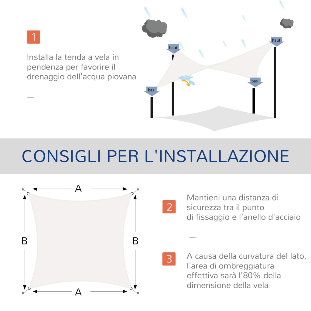 Tenda Vela da Giardino 4x6m in PE Crema