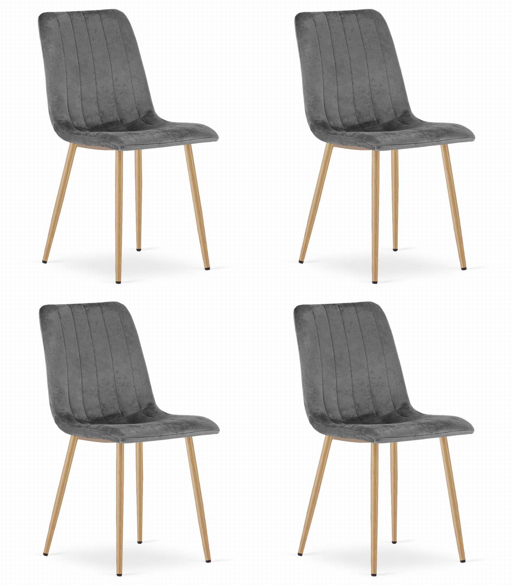 Sedia VALORA JEWA - Velluto grigio scuro con gambe in legno x 4