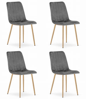 Sedia VALORA JEWA - Velluto grigio scuro con gambe in legno x 4