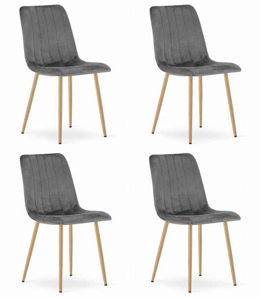 Sedia VALORA JEWA - Velluto grigio scuro con gambe in legno x 4