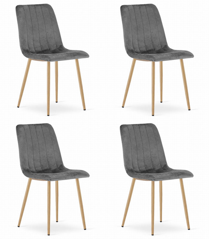 Sedia VALORA JEWA - Velluto grigio scuro con gambe in legno x 4