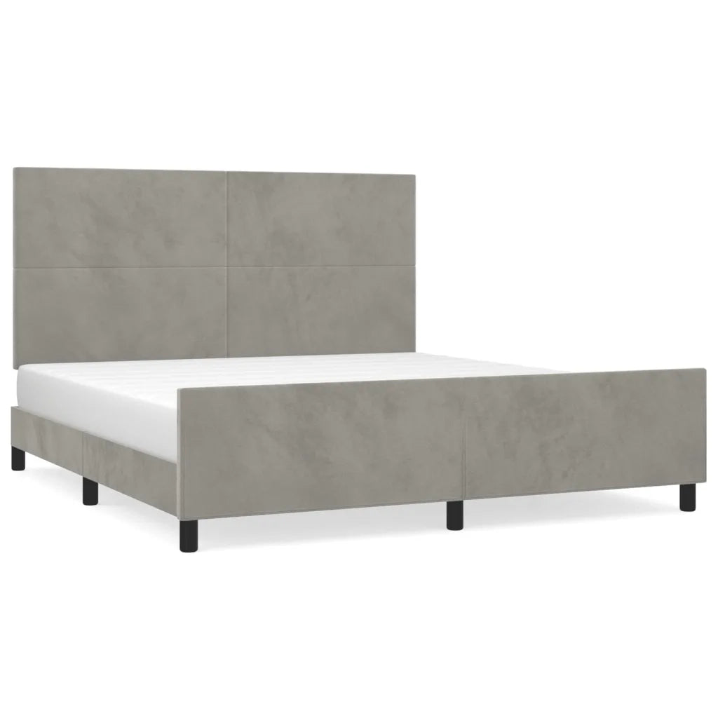 Giroletto senza Materasso Grigio Chiaro 160x200 cm Velluto