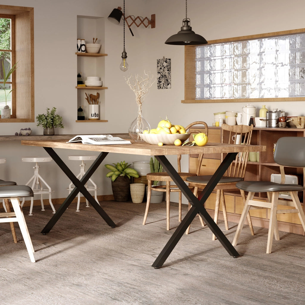 Set 2 gambe per tavolino a croce ¨C Xylo ¨C metallo nero 70x72 cm design industriel