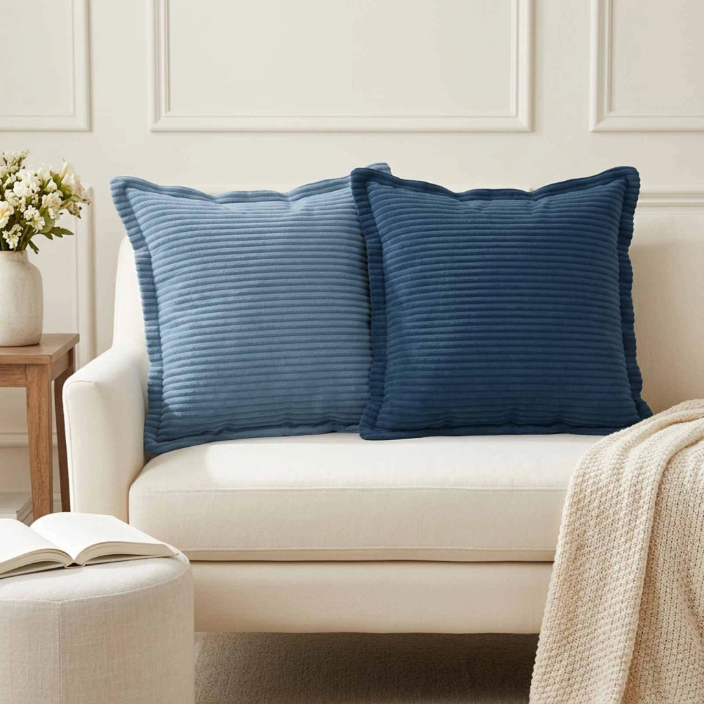 Federa 6 pz HOUTEN Blu navy 50 x 50 cm corduroy 919109