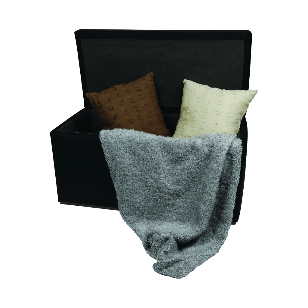 Pouf contenitore in Felicita, colore nero, Misure 90 x 45 x 45 cm