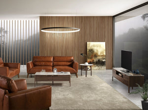 Porta TV in noce con piano in vetro a imitazione del marmo