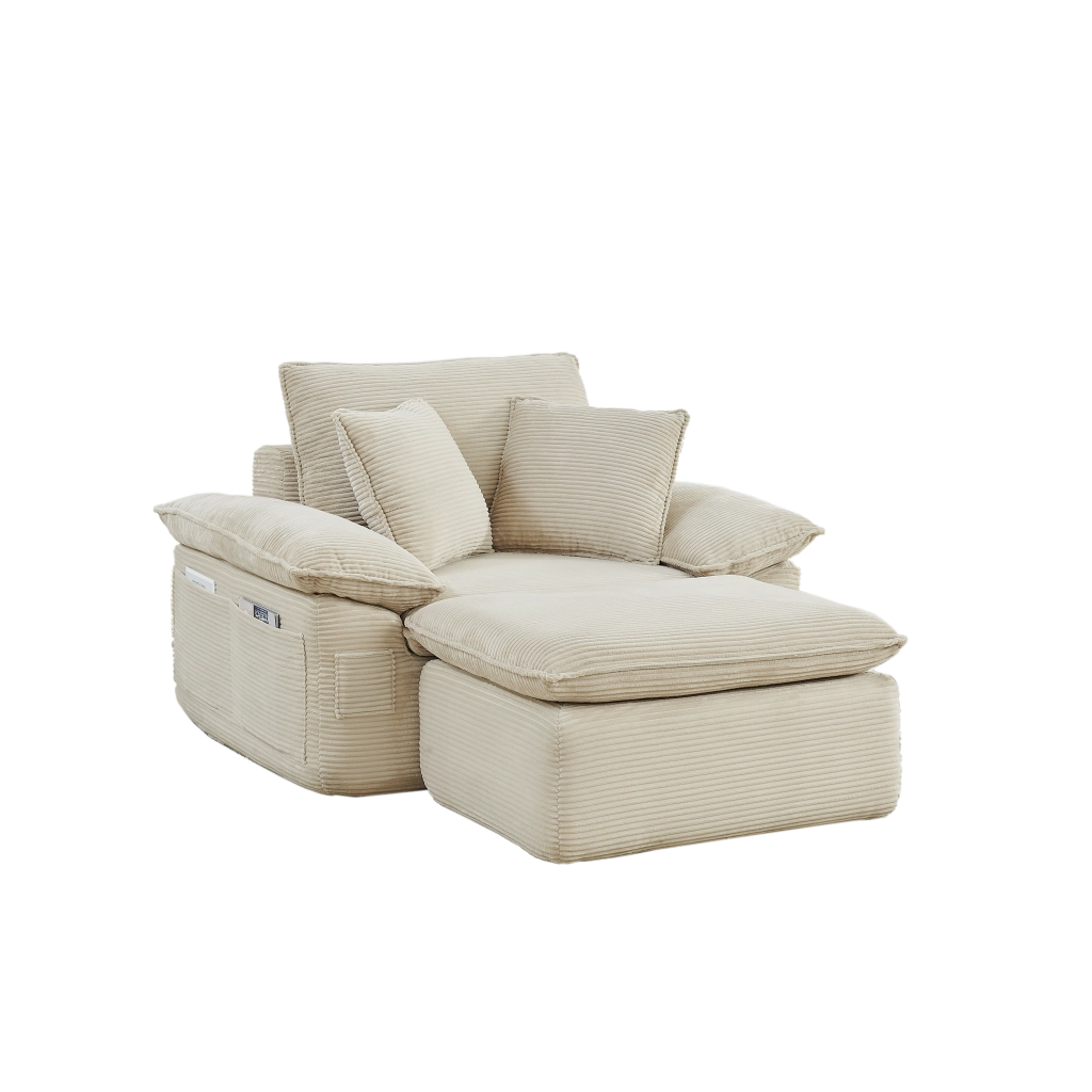Divano Letto Modulare con Funzione Letto ¨C MINIMAL ¨C Tessuto, con Poggiapiedi e Tasche