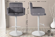 Set di 2 sgabelli da bar Los Angeles in velluto grigio scuro,bianco