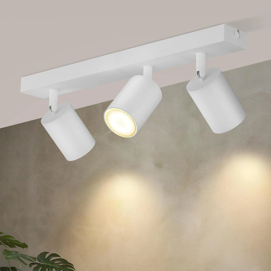 ZMH Faretto da soffitto bianchi 3 luci GU10 girevoli 350° moderni industriali anche parete per ingresso soggiorno max25W