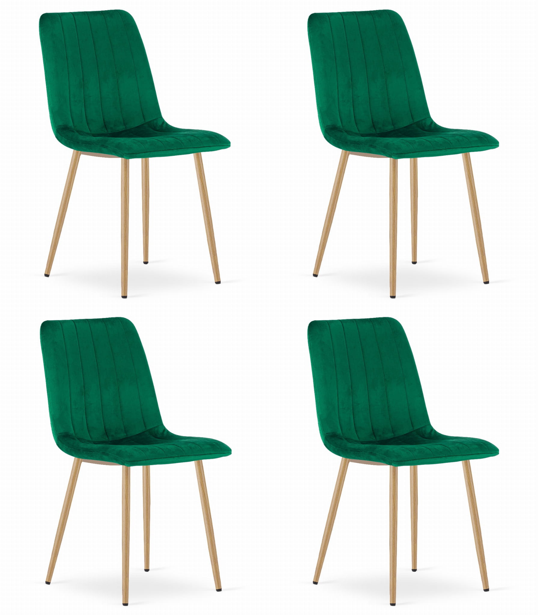 Sedia VALORA JEWA - Velluto verde scuro con gambe in legno x 4