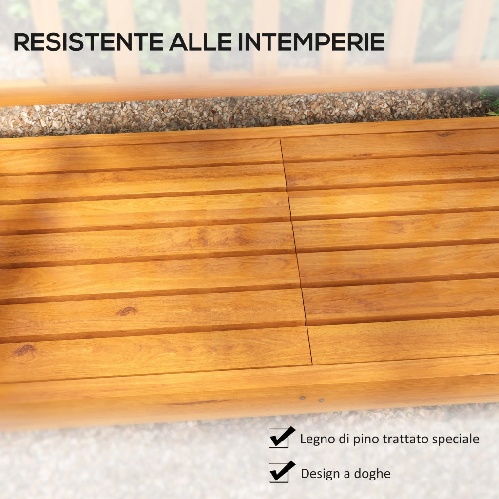 Panchina da Giardino con Tavolino Centrale Sollevabile e Braccioli, in Legno, 153x56x91 cm, Marrone Chiaro