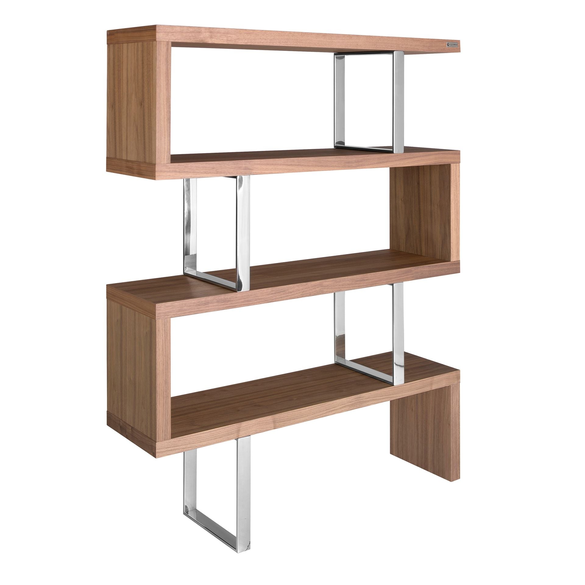 Scaffali in noce e acciaio