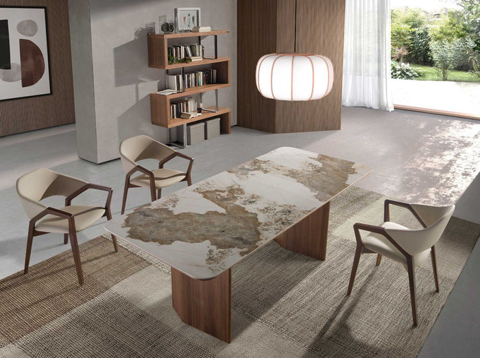 Scaffali in noce e acciaio