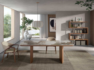 Scaffali in noce e acciaio