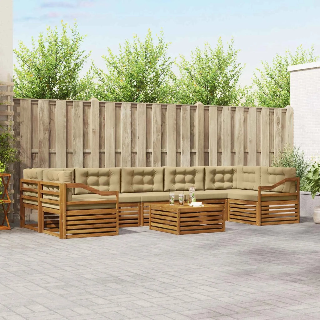 Set di divani da esterno con cuscino 8 pcs Naturale e Beige