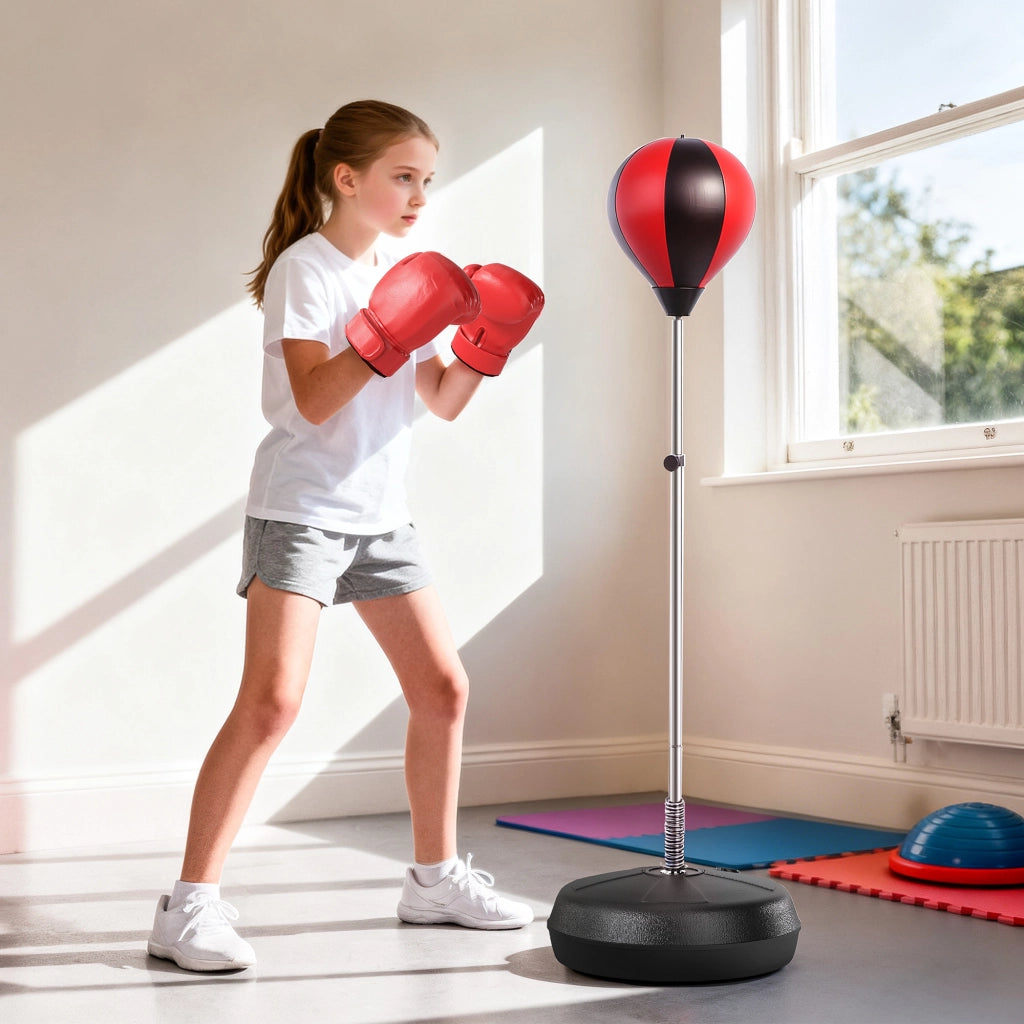 Set da Boxe con Punching Ball, Stazione e Guanti ¨C Zephmum ¨C Altezza Regolabile 126-144cm