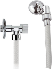 Doccetta per bidet con flessibile, rompigetto con gancio, appendino e rubinettino sottolavabo
