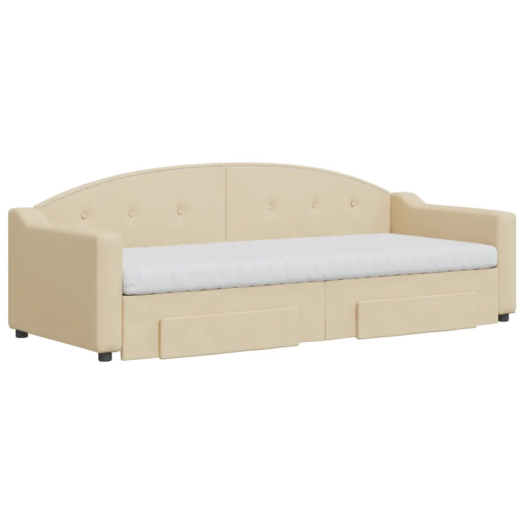 Divano Letto Estraibile con Cassetti Crema 80x200 cm in Tessutocod mxl 82778