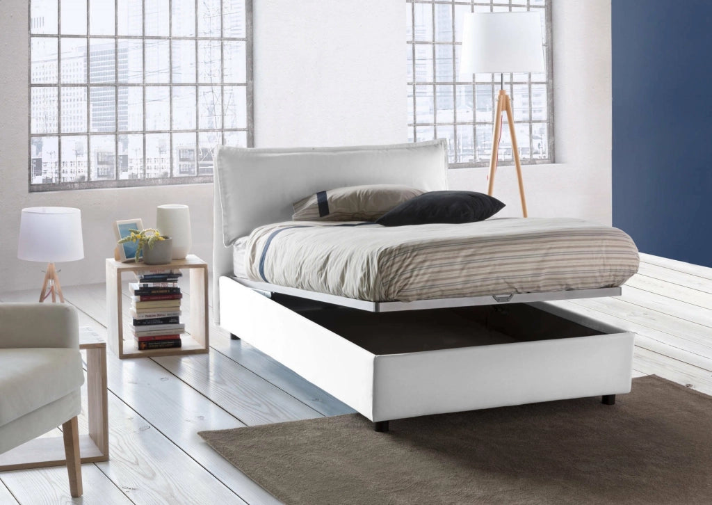 Abbygale, Letto Piazza e Mezza Materasso Incluso Made in Italy, Bianco