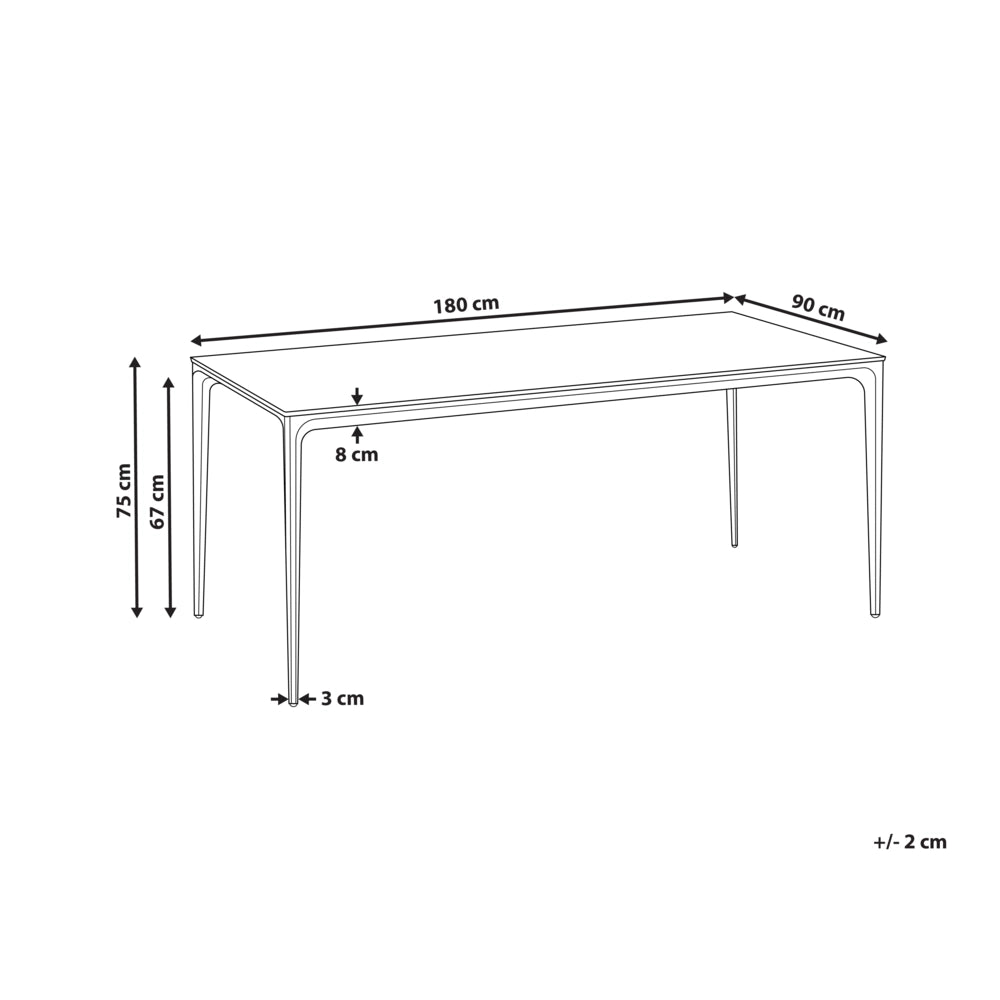 Tavolo da pranzo da giardino Piano in HPL marmo nero Telaio in alluminio bianco Resistente ai raggi UV all'acqua e alla ruggine Stile moderno del patio esterno