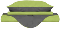 Copripiumino Matrimoniale con Sacco e Federe Doubleface in Cotone Verde Acido/Fumo