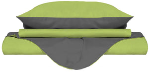 Copripiumino Singolo con Sacco e Federe Doubleface in Cotone Verde Acido/Fumo