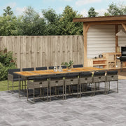 Set da Pranzo da Giardino 13pz con Cuscini Grigio in Polyrattan 3211310