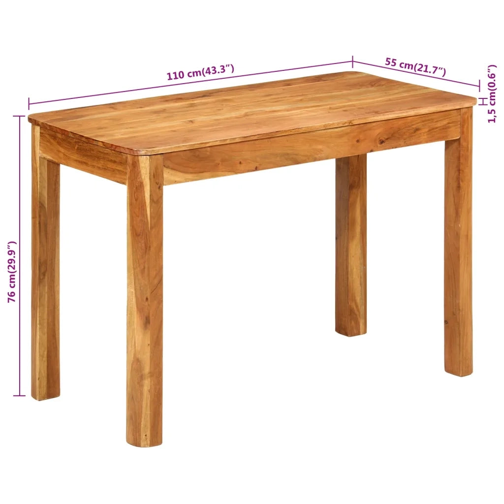 Tavolo da Pranzo 110x55x76 cm Legno Massello di Acacia
