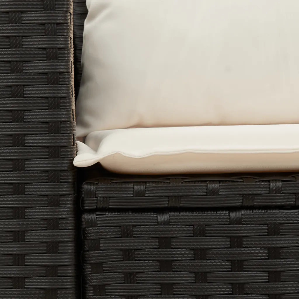 Divano da Giardino con Cuscini a 2 Posti Nero in Polyrattan 366018