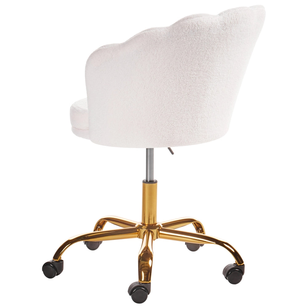 Sedia da ufficio in tessuto bouclè di colore bianco con base girevole altezza regolabile elegante moderna