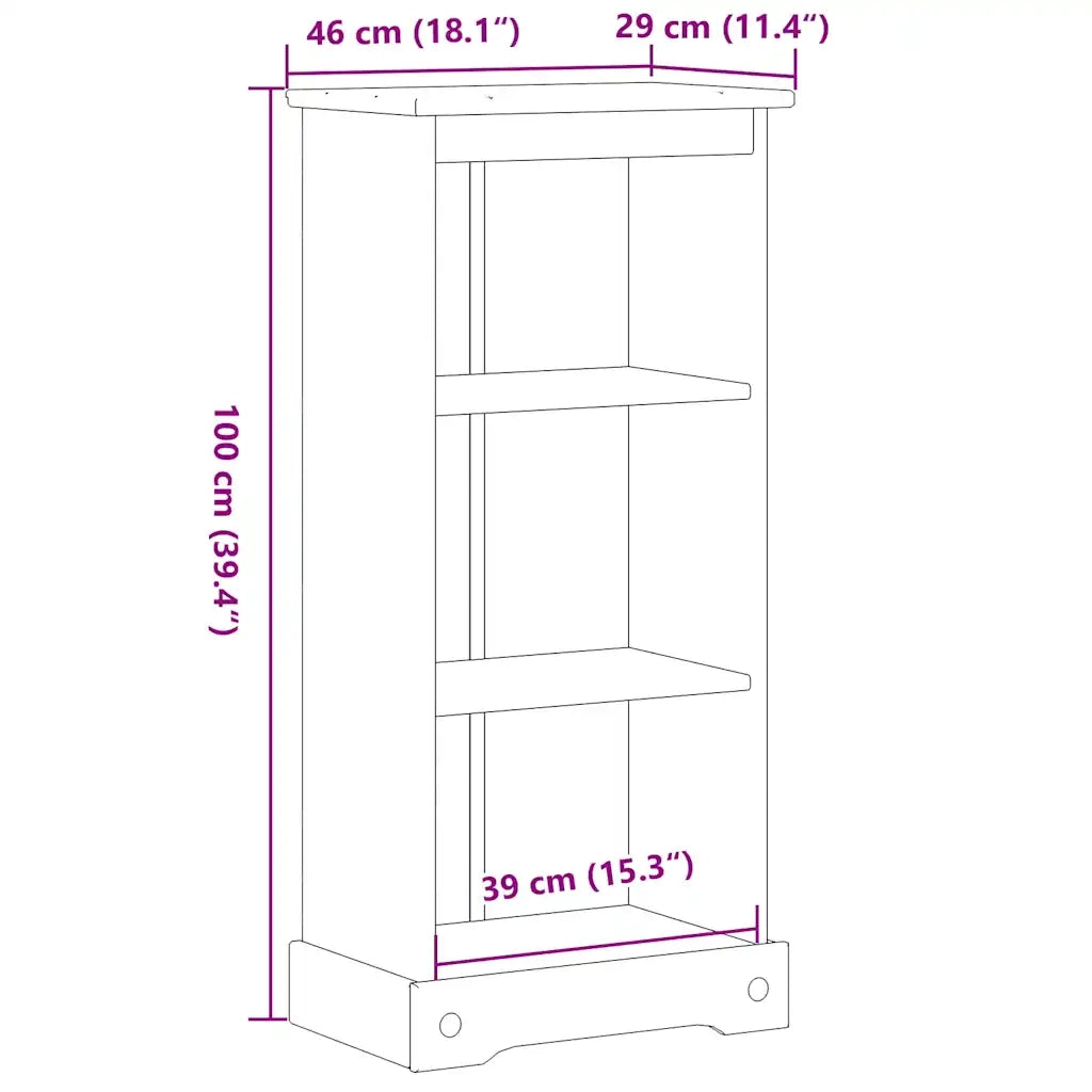 Libreria Corona 46x29x100 cm in Legno Massello di Pino 4002778