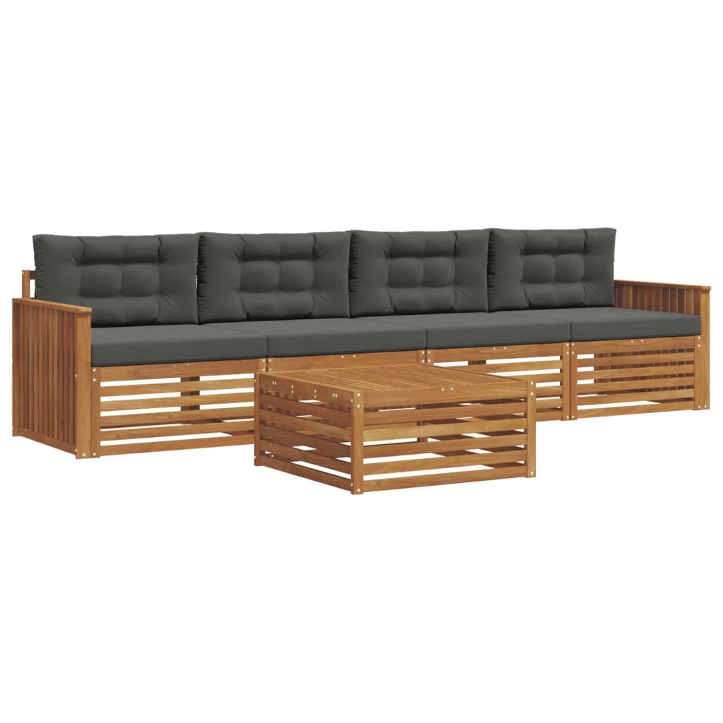 Set di divani da esterno con cuscino 5 pcs Naturale e Antracite