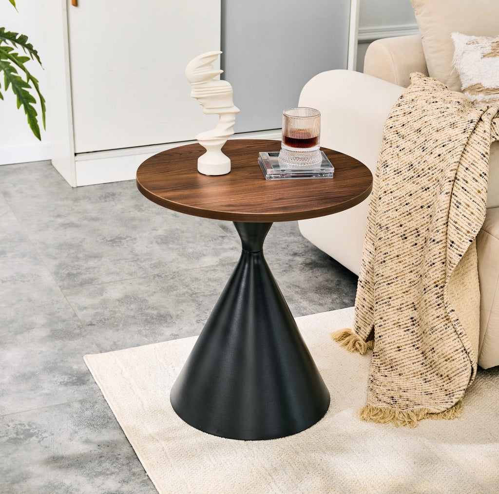Set 2 tavolini da caffè conici inseribili ?70/50 cm noce e nero