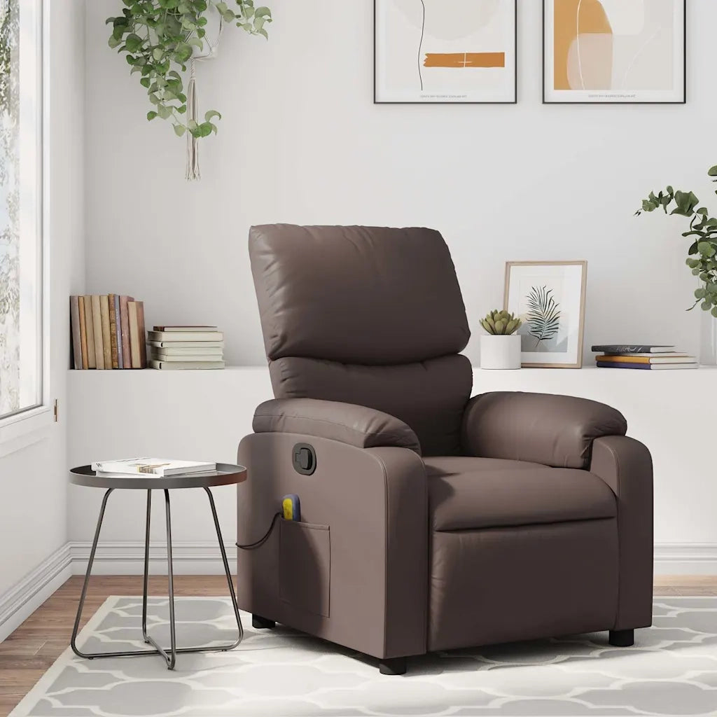 Poltrona Massaggiante | Sedia Relax Reclinabile marrone in Similpelle