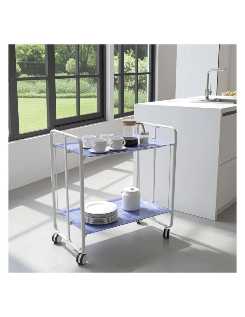 Carrello da cucina pieghevole bianco con ruote BAUHAUS 2 ripiani
