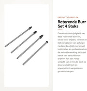 Set di Burr Rotanti per Metallo - 4 Pezzi - Testa di 6mm - Carburo Cementato - Ideale per Lavori di Fresa - Adatto per...