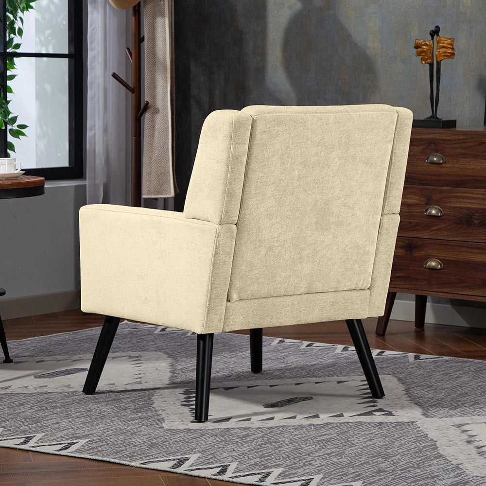Poltrona imbottita in pelle scamosciata - Xylo - Mid-century, schiuma ad alta densit¨¤, piedi in legno massello